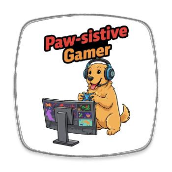 PawSitive Gamer Hundespiel - Viereckiger Kühlschrankmagnet - Weiß - Vorne
