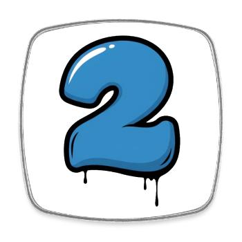 Graffiti Blue Number 2 Drops - Square fridge magnet - white - Front