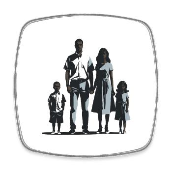 Famille de 4 - Logo Cool Silhouette - Magnet carré - blanc - Devant