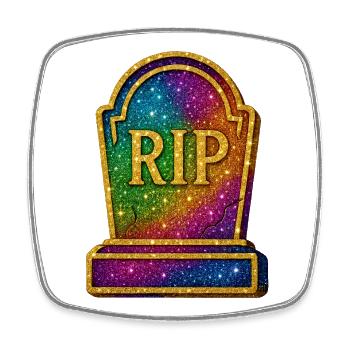 Galactic RIP Tombstone Glitter - Square fridge magnet - white - Front