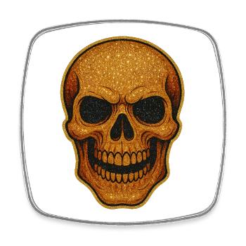 Glitzernder Goldschädel Schädel-Design - Viereckiger Kühlschrankmagnet - Weiß - Vorne