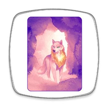 Loup blanc à l’aquarelle 2 (violet) - Magnet carré - blanc - Devant