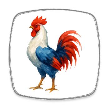 Coq flamboyant bleu blanc rouge - France Patriote - Magnet carré - blanc - Devant