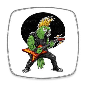 Punk Parrot with Flame Guitar - Square fridge magnet - white - Front