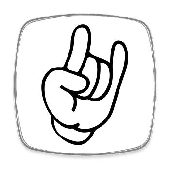 Hand Rock Symbol - Viereckiger Kühlschrankmagnet - Weiß - Vorne