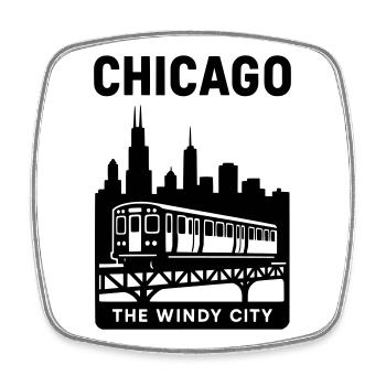 Chicago, États-Unis, Illinois - Magnet carré - blanc - Devant