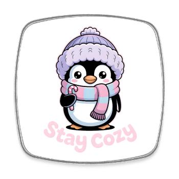 Penguin Stay Cozy - Cute Winter Motif - Square fridge magnet - white - Front