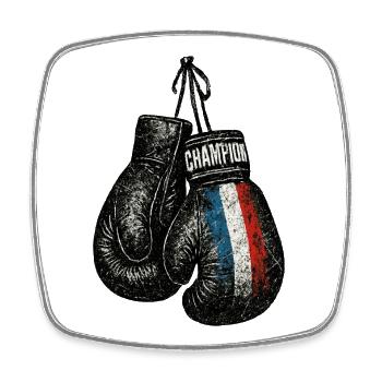 France Patriote - Gants de Boxe - Magnet carré - blanc - Devant