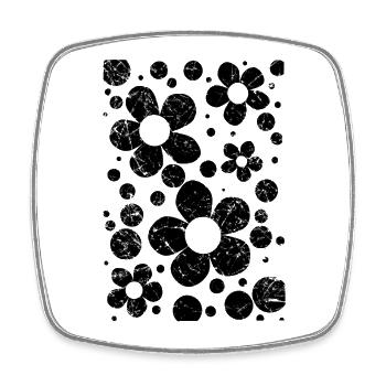 Blumenmuster Blumen schwarz 60s used look Garten - Viereckiger Kühlschrankmagnet - Weiß - Vorne