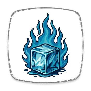 Burning Frozen Block – Flame Art - Viereckiger Kühlschrankmagnet - Weiß - Vorne