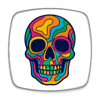 Halloween Multicolor Skull - Square fridge magnet - white - Front