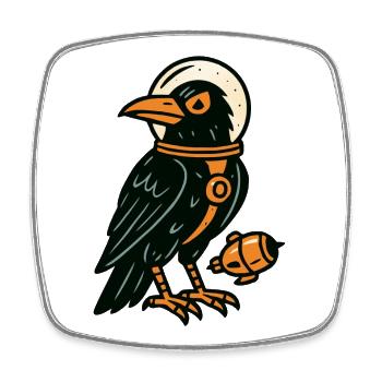 Raven Comics Style - Square fridge magnet - white - Front