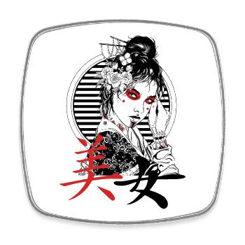 Black and Red Floral Beauty - Square fridge magnet - white - Front