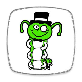 Mr. Caterpillar Top Hat Monocle Bow Tie Gentleman Empire - Square fridge magnet - white - Front
