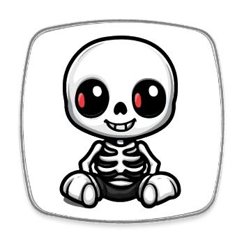 Skeleton Cute Halloween Comic - Square fridge magnet - white - Front