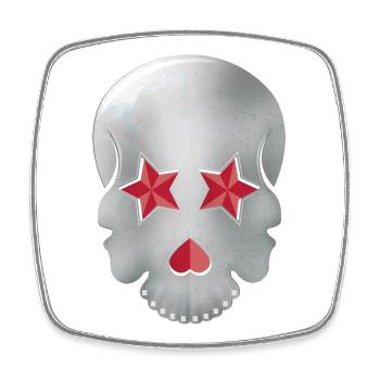 Glitter Skull – Love & Stars, metallic Look - Viereckiger Kühlschrankmagnet - Weiß - Vorne
