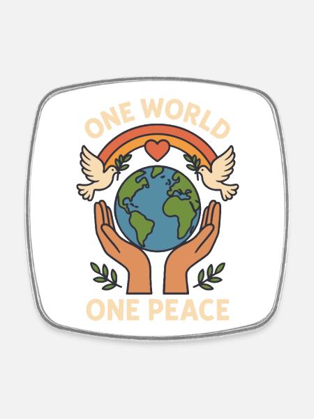 Eine Welt, Ein Frieden - Viereckiger Kühlschrankmagnet - Weiß