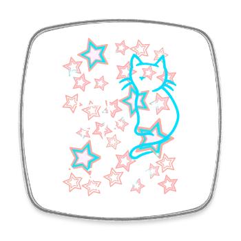 Retro Sterne Katzen Kinder 60er - Viereckiger Kühlschrankmagnet - Weiß - Vorne