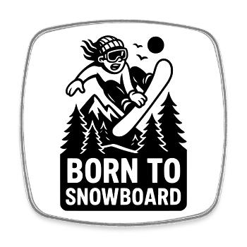 born to snowboard kids kids sport - Square fridge magnet - white - Front