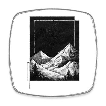 Berge Vintage - Viereckiger Kühlschrankmagnet - Weiß - Vorne