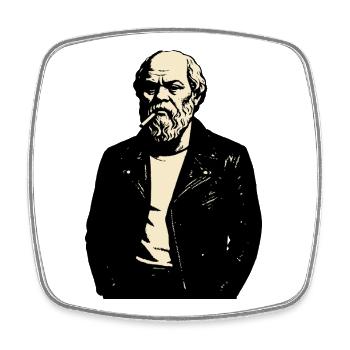 Socrates as rebellious punk rocker - Square fridge magnet - white - Front