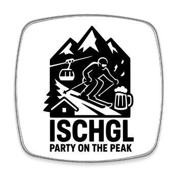 Ischgl Party on the Peak - Viereckiger Kühlschrankmagnet - Weiß - Vorne