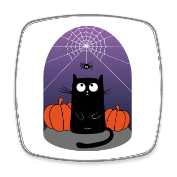 Halloween Cat, Spider and Pumpkins - Square fridge magnet - white - Front