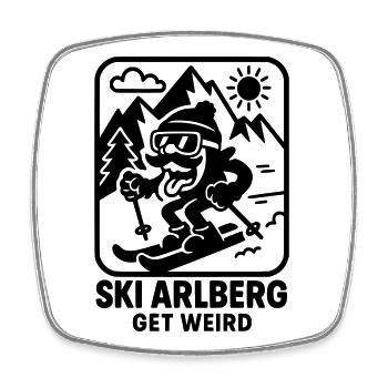 ski arlberg verrückt witzig - Viereckiger Kühlschrankmagnet - Weiß - Vorne