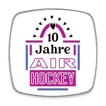 10 Jahre Air Hockey Jubiläum Air Hockeyspieler - Viereckiger Kühlschrankmagnet - Weiß - Vorne