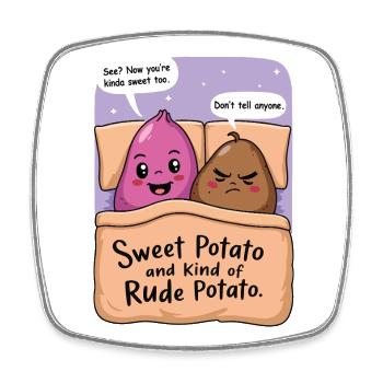 Sweet Potato and Kind of Rude Potato Duo - Square fridge magnet - white - Front