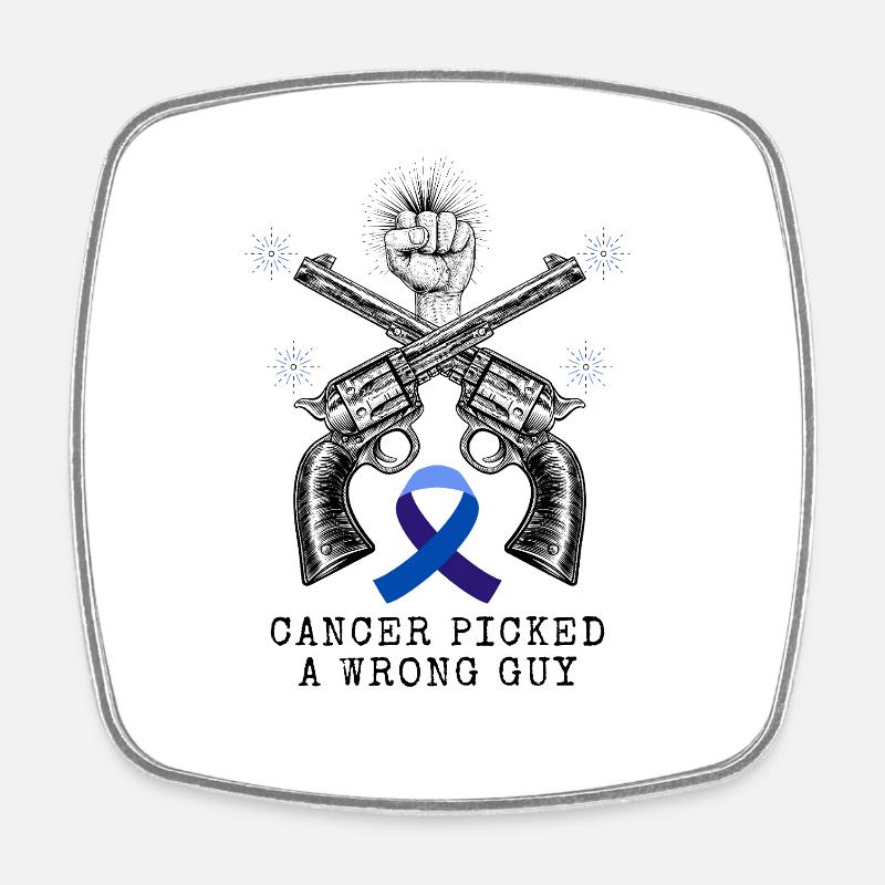 Cancer_picked_a_wrong_guy_Tshirt - Viereckiger Kühlschrankmagnet - Weiß
