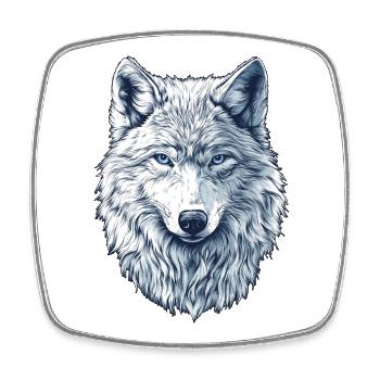 Polarwolf - Viereckiger Kühlschrankmagnet - Weiß - Vorne