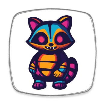 Raccoon Halloween Zombie - Square fridge magnet - white - Front