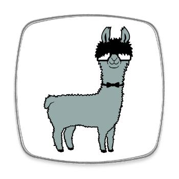 Llama Nerd Geek Hornglasses Bow Tie Funny Alpaca Cute - Square fridge magnet - white - Front
