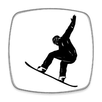 Silhouette minimaliste de snowboard Sports d’hiver - Magnet carré - blanc - Devant
