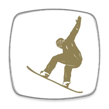 Silhouette minimaliste de snowboard Sports d’hiver - Magnet carré - blanc - Devant