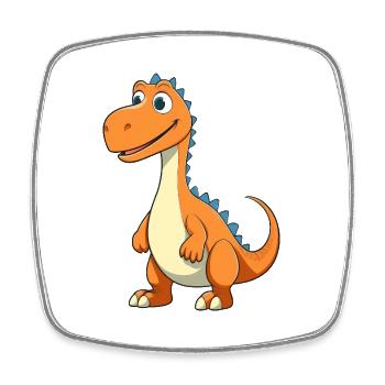 Happy Dino Cartoon - Square fridge magnet - white - Front