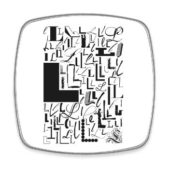 Typo L – Conception de lettres pour les amateurs de polices de caractères - Magnet carré - blanc - Devant