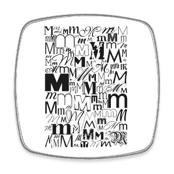Typo M – Conception de lettres pour les amateurs de polices de caractères - Magnet carré - blanc - Devant