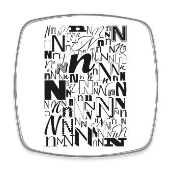 Typo N – Conception de lettres pour les amateurs de polices de caractères - Magnet carré - blanc - Devant