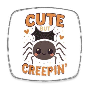 Mignon Creepin Spider avec Toile, Halloween - Magnet carré - blanc - Devant