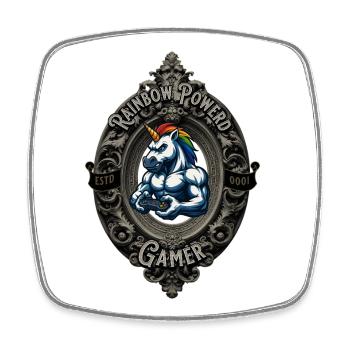 Rainbow Power Gamer - Viereckiger Kühlschrankmagnet - Weiß - Vorne