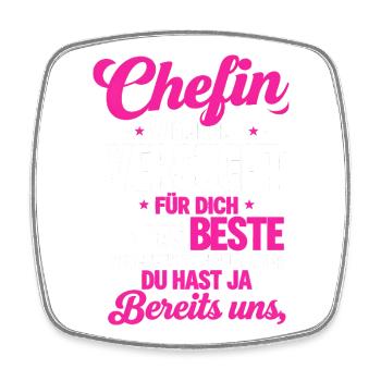 Chefin Wir Haben Versucht Finden - Viereckiger Kühlschrankmagnet - Weiß - Vorne