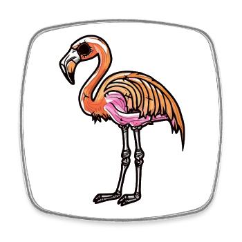 Flamant rose zombie d'Halloween - Magnet carré - blanc - Devant