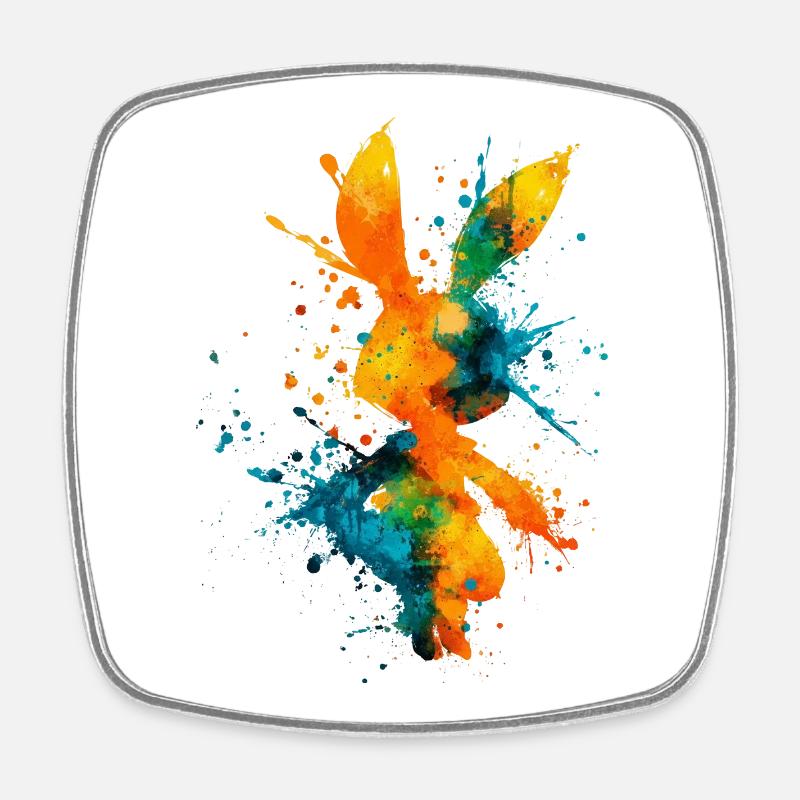 Abstract_Watercolor_Bunny_Rabbit_Splatter - Square fridge magnet - white
