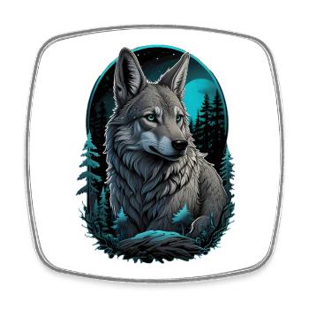 Mystischer Wolf bei Vollmond - Viereckiger Kühlschrankmagnet - Weiß - Vorne