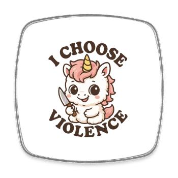 Rebellisches Einhorn – Ich entscheide mich für Gewalt - Viereckiger Kühlschrankmagnet - Weiß - Vorne