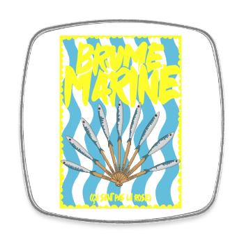 Marine mist and sardine fan - Square fridge magnet - white - Front