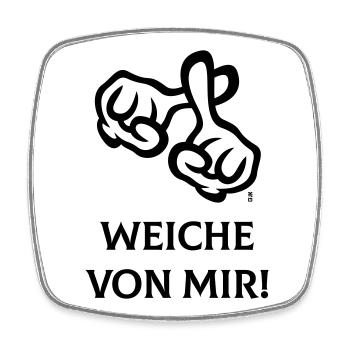 Weiche Von Mir! (Kreuz / Bibel / Religion / 1C) - Viereckiger Kühlschrankmagnet - Weiß - Vorne