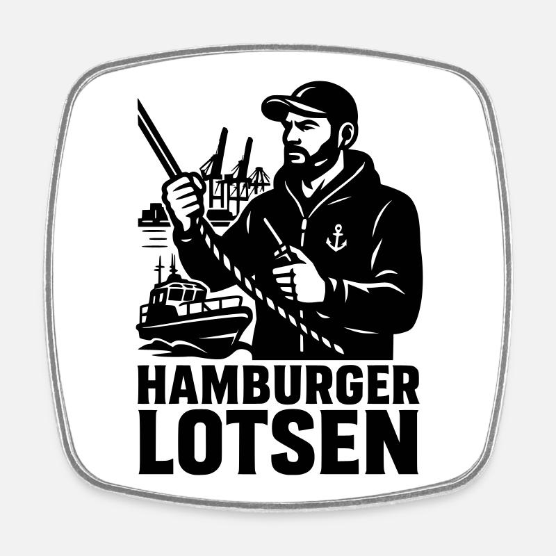 Hamburger Lotsen Hafen - Viereckiger Kühlschrankmagnet - Weiß
